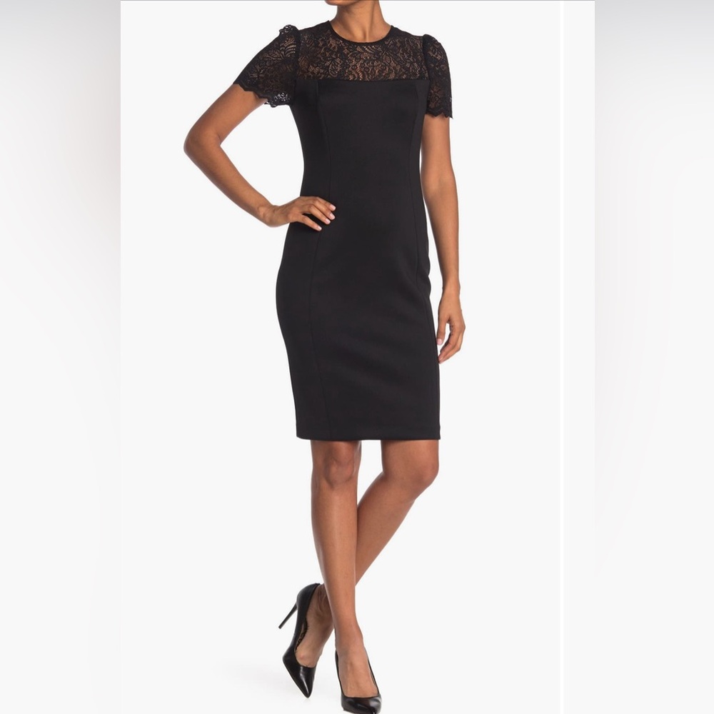 NWT Calvin Klein Lace Yoke Sheath Dress - size 8 - Picture 3 of 5